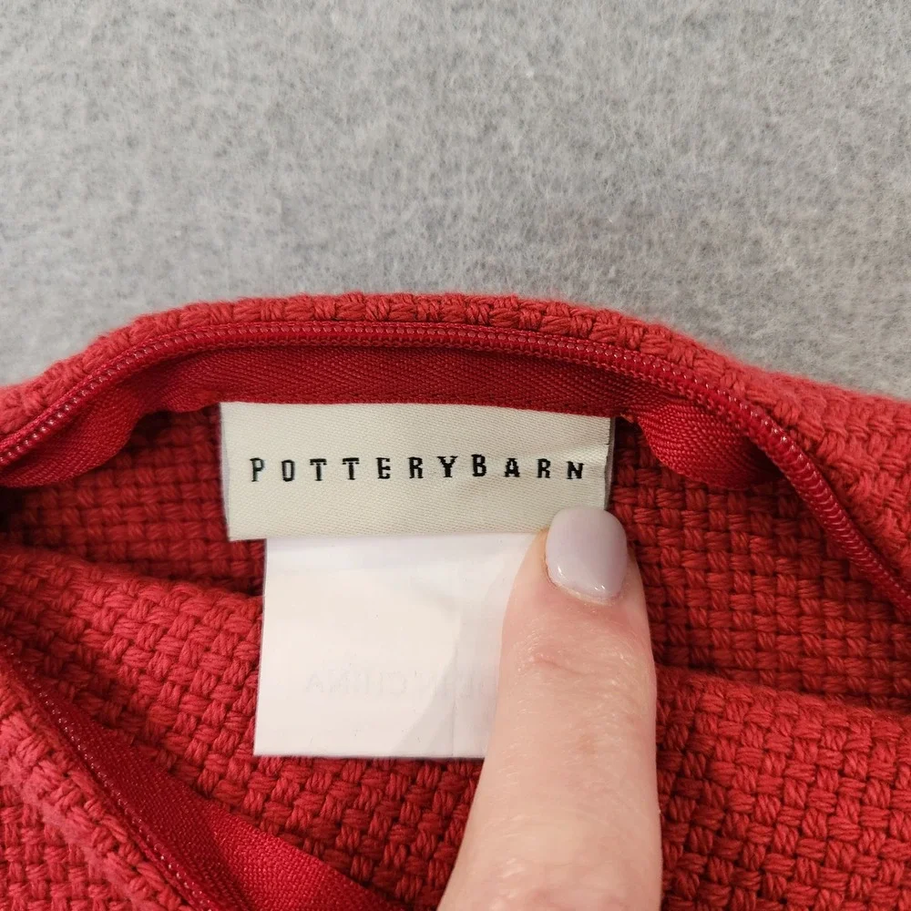 Pottery Barn Lot‎ of 3 Pillow Shams Solid Red Waffle Textured 19x19 100% Cotton